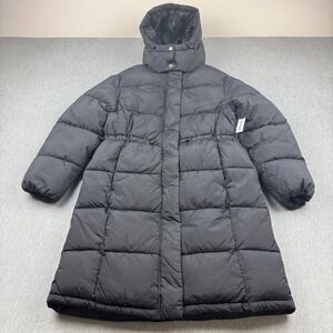 Old Navy Puffer Jacket Womens XS Black Puffer Hooded Full Zip Long Winter Coat